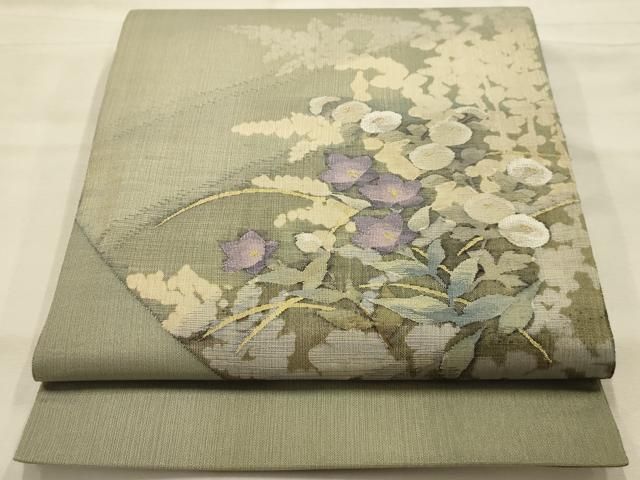 平和屋着物●太鼓柄袋帯　草花文　金糸　やまと誂製　正絹　逸品　AABJ7547sx