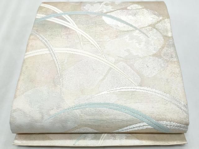 平和屋着物＊夏物　六通柄袋帯　石畳芝草文　銀糸　正絹　逸品　CABI5707fb