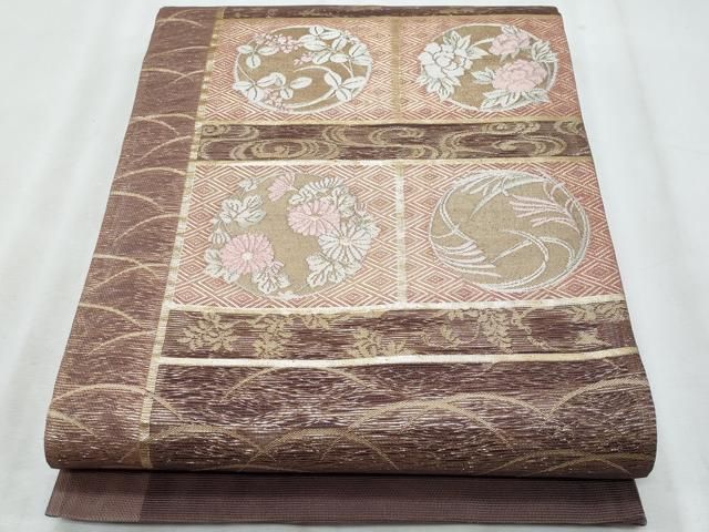 平和屋着物＊夏物　全通柄袋帯　乙女花文　金糸　正絹　逸品　CABI5731fb