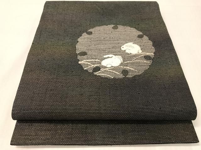 平和屋着物●太鼓柄袋帯　雪輪兎　金銀糸　正絹　逸品　CABI4183vp