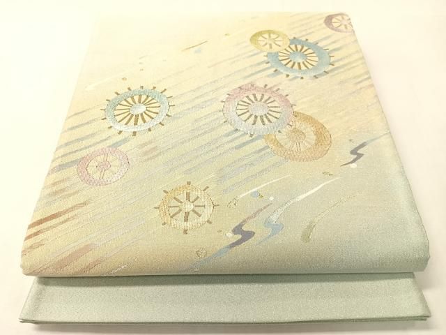 平和屋着物●爪掻き本綴れ　中谷文彦　太鼓柄袋帯　舵輪　金銀糸　さが美扱い　正絹　逸品　CABI4191vp