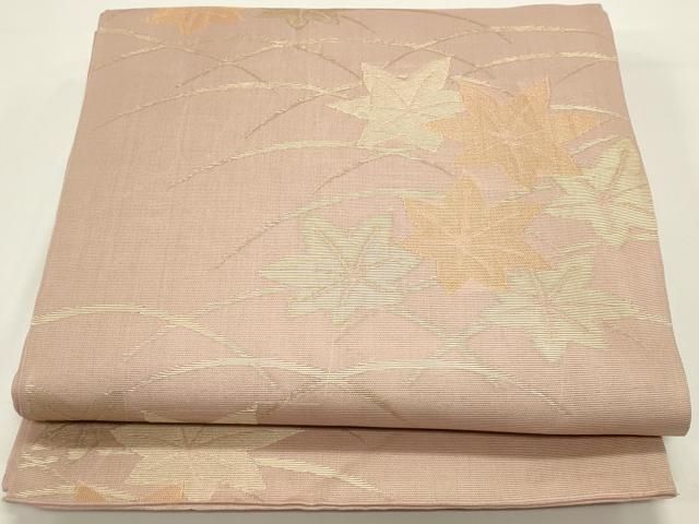 平和屋着物＊夏物　六通柄袋帯　芝楓文　金糸　正絹　逸品　DABH1644cd
