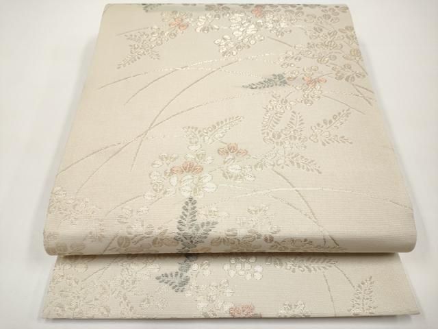 平和屋着物＊夏物　六通柄袋帯　枝葉文　金糸　正絹　逸品　CABI8445tx