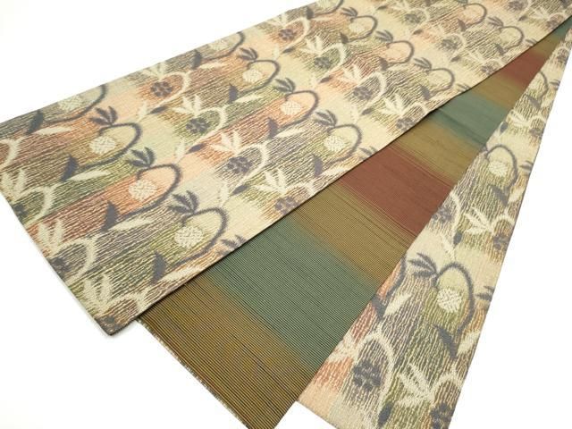 平和屋着物●両面　全通柄袋帯　花唐草文　正絹　逸品　CABI0389hy