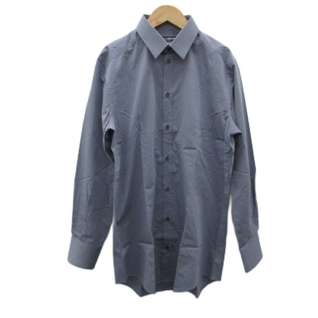 ドルチェ&ガッバーナ ドルガバ DOLCE&GABBANA Yシャツ ワイシャツ シルク混 40 グレー 無地 長袖 /YS28 ■GY57