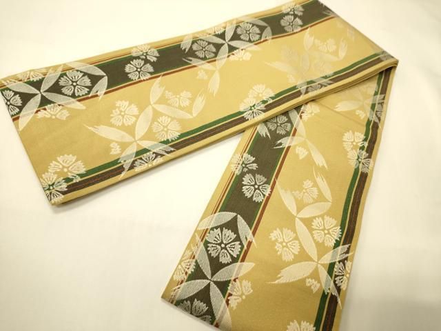 平和屋着物●本場筑前博多織　半幅帯　小袋帯　児島織物謹製　舞花文　証紙付き　正絹　逸品　CABI4809ak
