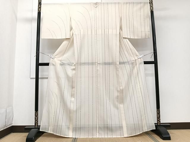 平和屋着物＊夏物　夏結城　枝文　正絹　逸品　CABI3805xi
