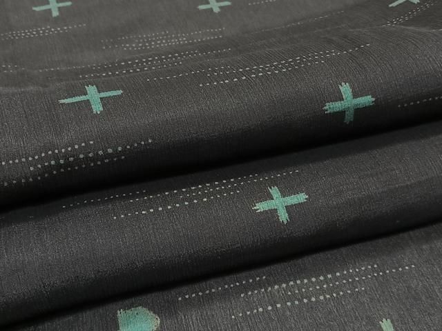 平和屋着物＊夏物　小紋　紗　抽象文　黒地　正絹　逸品　CABI3806xi