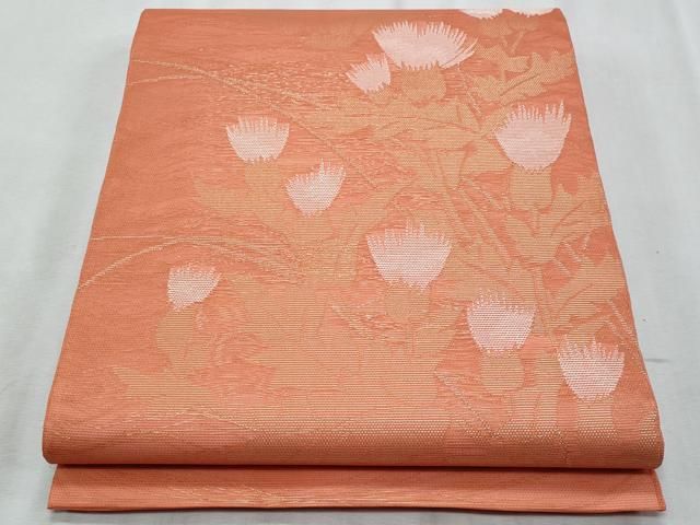 平和屋着物＊夏物　太鼓柄袋帯　草花文　正絹　逸品　未使用　CABI5606fb