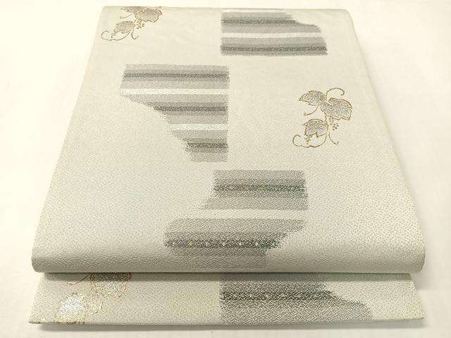 平和屋着物●六通柄袋帯　葡萄蔦の葉文　金銀糸　正絹　逸品　CABI4174vp