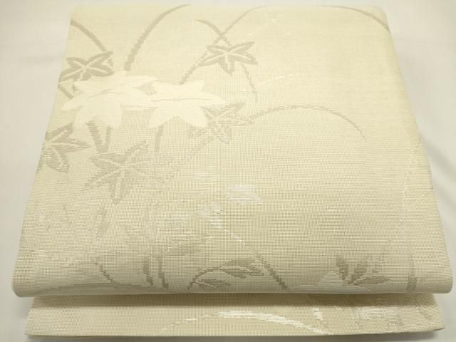 平和屋着物＊夏物　六通柄袋帯　楓　桔梗　銀糸　正絹　逸品　DABH1620cd