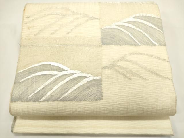 平和屋着物＊夏物　太鼓柄袋帯　櫛織　流水文　銀糸　正絹　逸品　DABH1622cd