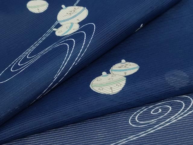 平和屋着物＊夏物　小紋　絽　流水文　鈴　洗える着物　AABJ8087jd