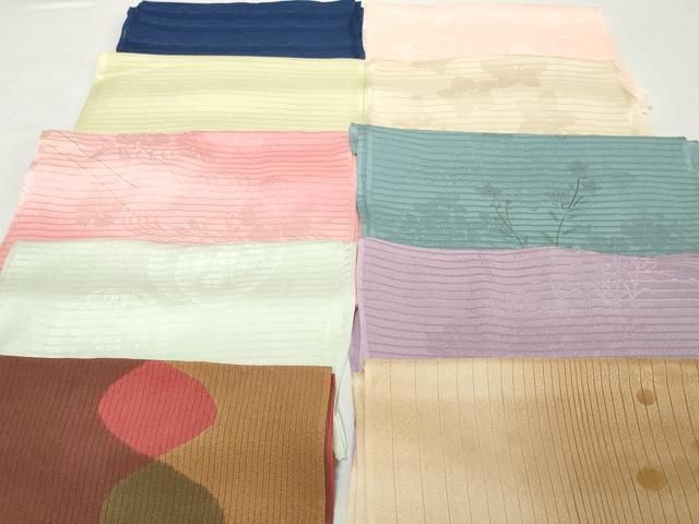 平和屋着物＊夏物 和装小物 帯揚げ10枚セット 絽 縦絽　桔梗 流水撫子地紋 露芝地紋 団扇花地紋　金彩　全て正絹 逸品 DABH2024zzz