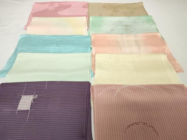 平和屋着物＊夏物 和装小物 帯揚げ10枚セット 絽 縦絽　蜻蛉 トンボ 雪芝 花丸 流水桔梗地紋　全て正絹 逸品 DABH2029zzz