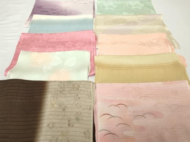 平和屋着物＊夏物 和装小物 帯揚げ10枚セット 絽 縦絽 紗　芝 紫陽花 蜻蛉 流水桔梗 撫子　金銀彩　全て正絹 逸品 DABH2040zzz