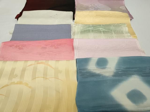 平和屋着物＊夏物 和装小物 帯揚げ10枚セット 絽 縦絽 絽縮緬 紗　露芝文 雪芝 流水桔梗地紋 蜻蛉　全て正絹 逸品 DABH2042zzz