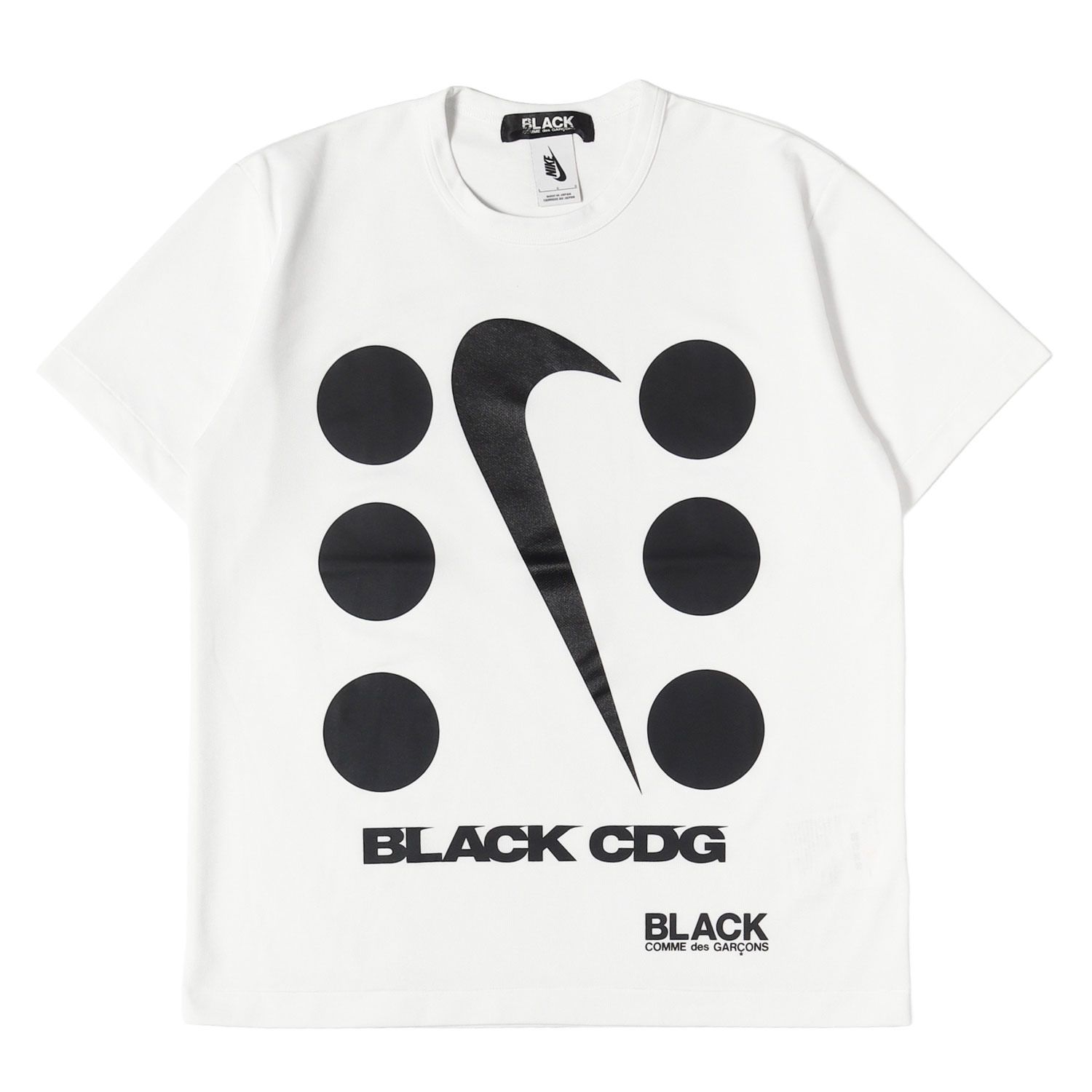 BLACK COMME des GARCONS ブラック コムデギャルソン Tシャツ ホワイト 白 サイズ:L | NIKE ビッグスウッシュ メッシュジャージー Tシャツ | トップス カットソー 半袖【メンズ】【中古】