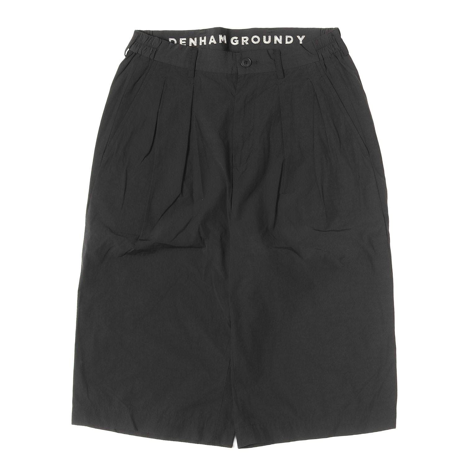Ground Y グラウンド ワイ パンツ ブラック 黒 サイズ:M | 23AW DENHAM ツータック ショートパンツ (DHGY SHORT PANTS) | ボトムス ショーツ【メンズ】【中古】