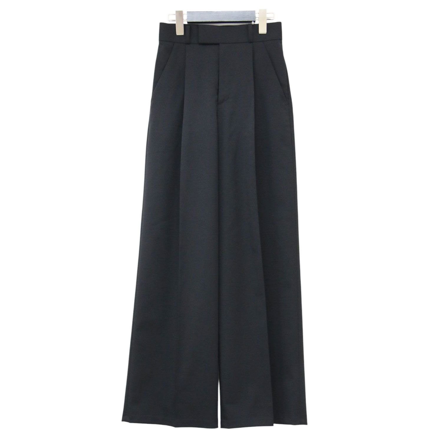 NOBLE ノーブル パンツ ブラック 黒 サイズ:34(XS) | 26春夏 エステルツイル ストレッチ スラックスパンツ | フルレングス センタープレス ストレートシルエット タック ダーツ ストレッチ | ボトムス ズボン【レディース】【中古】