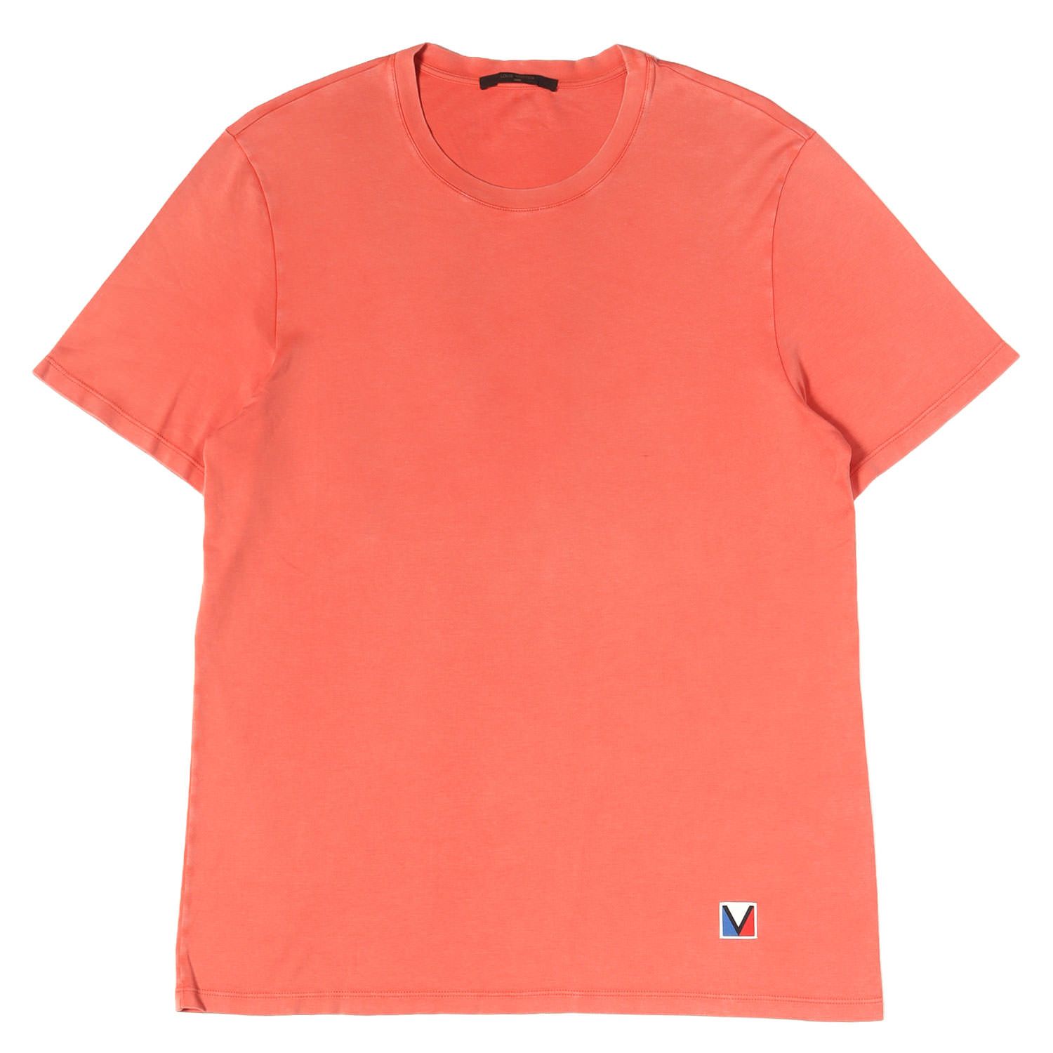 LOUIS VUITTON ルイヴィトン Tシャツ サーモンピンク サイズ:L | キム・ジョーンズ期 | 13SS ガストンV ロゴパッチ クルーネック Tシャツ | RM131M H3JR08JU8 | トップス カットソー 半袖【メンズ】【中古】