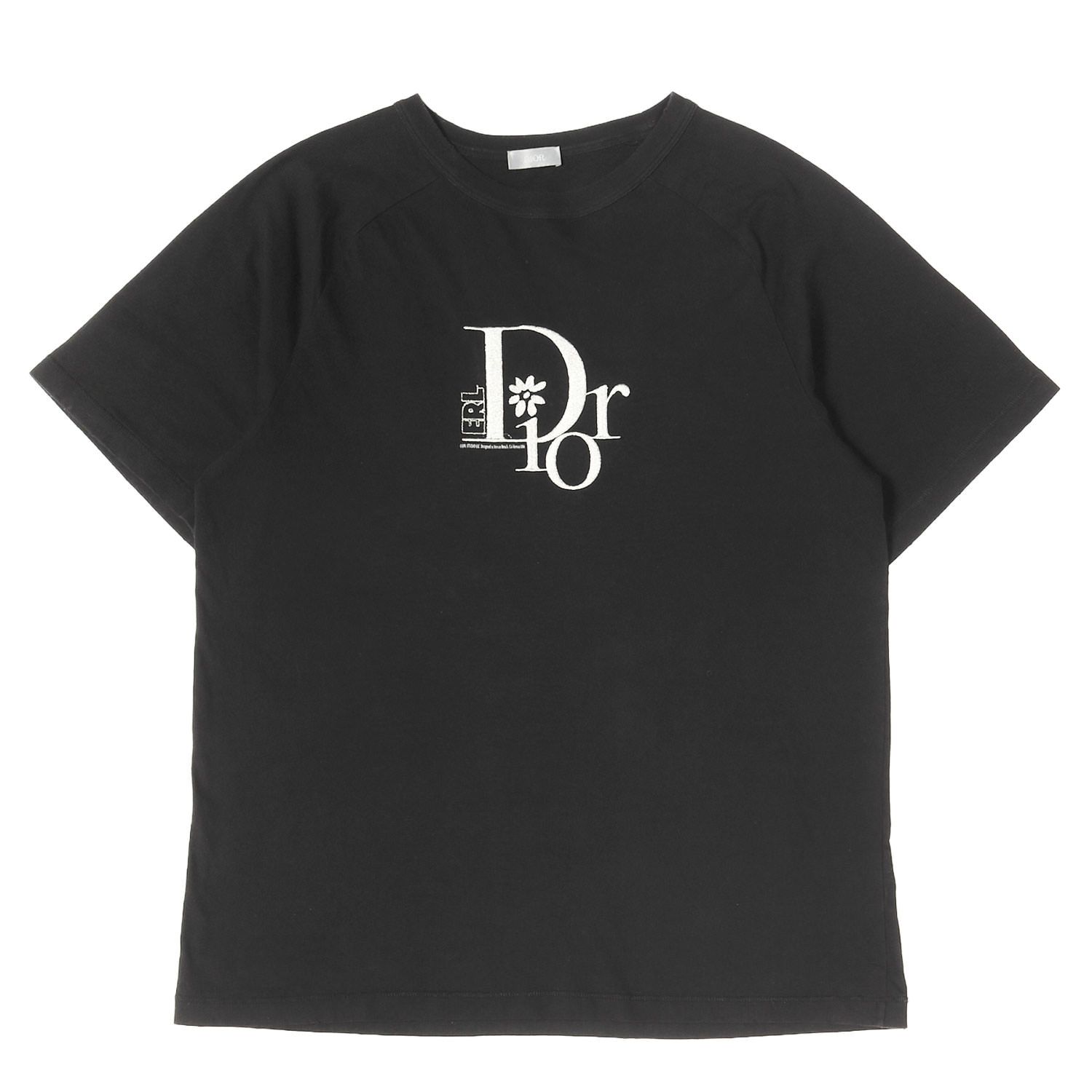 Dior ディオール Tシャツ ブラック 黒 サイズ:XL | 近年モデル | ERL ダメージ加工 ラメ入り刺繍ロゴ クルーネック Tシャツ | 313J647A0817 | トップス カットソー 半袖【メンズ】【中古】