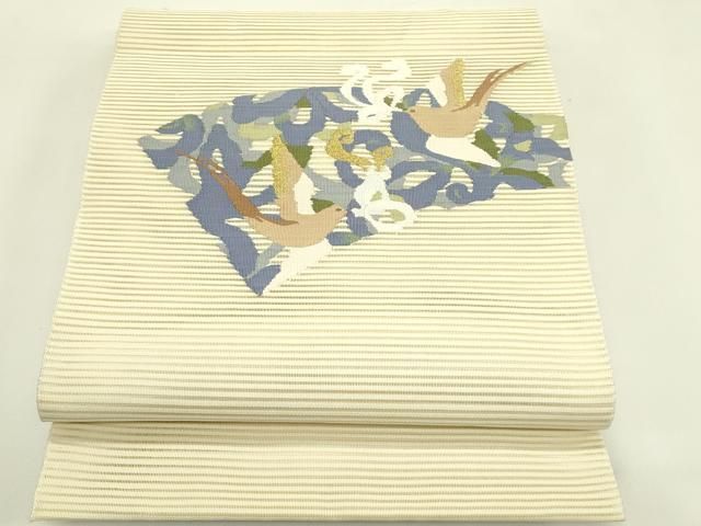 平和屋着物＊夏物　八寸名古屋帯　絽綴れ　飛鳥文　金糸　正絹　逸品　CABI5210rv