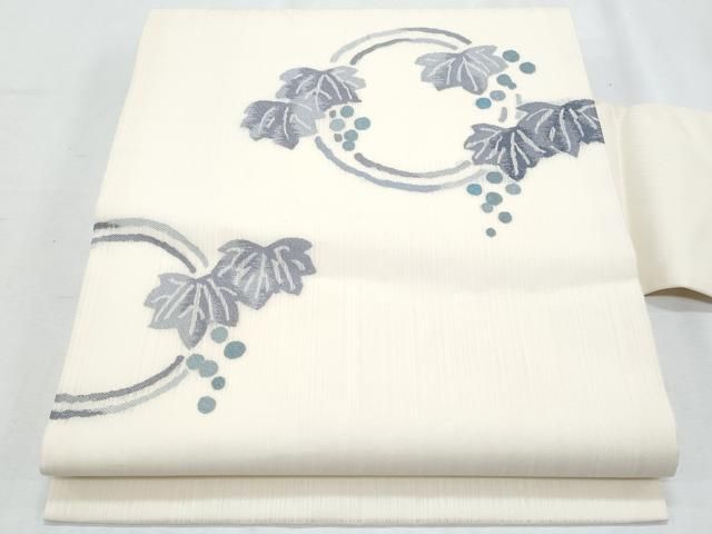 平和屋着物＊夏物　九寸名古屋帯　藍　葡萄丸文　正絹　逸品　CABH8304fb