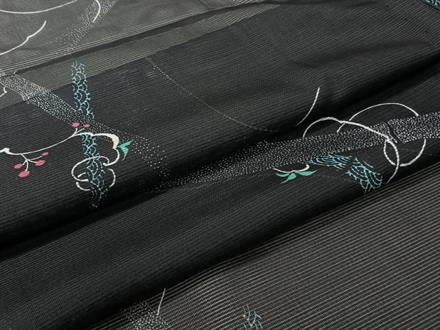 平和屋着物＊夏物　小紋　絽　花唐草竹文　洗える着物　CABI3757xi