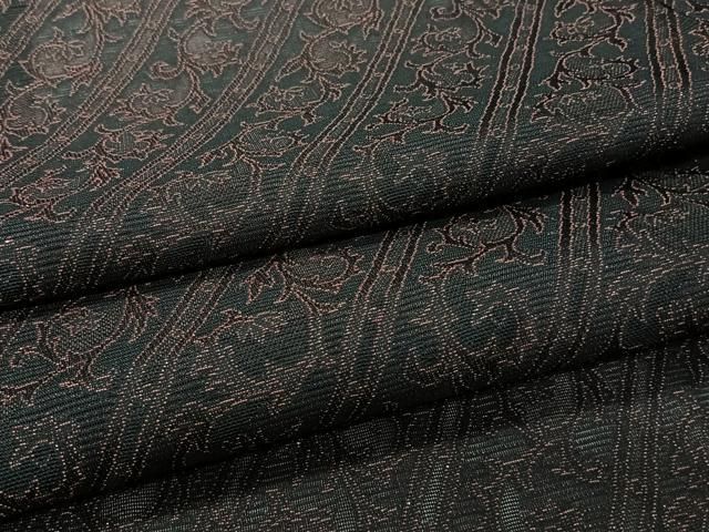 平和屋着物＊夏物　小紋　絽　花唐草文　黒地　正絹　逸品　CABI3761xi