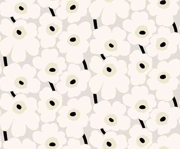 marimekko マリメッコ 壁紙 UNIKKO ウニッコ ホワイト ライトグレー 70cm×10.05m 北欧デザイン 輸入壁紙 新品未使用