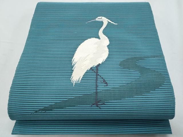 平和屋着物＊夏物　八寸名古屋帯　絽綴れ　流水鷺文　正絹　逸品　CABH8323fb