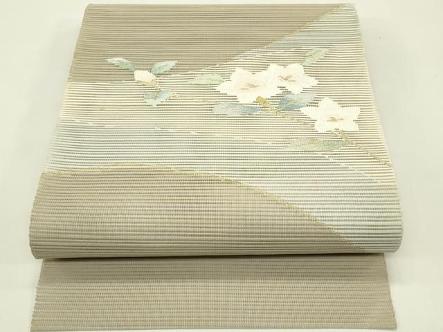 平和屋着物＊夏物　八寸名古屋帯　絽綴れ　枝花文　金糸　正絹　逸品　未使用　CABI5222rv