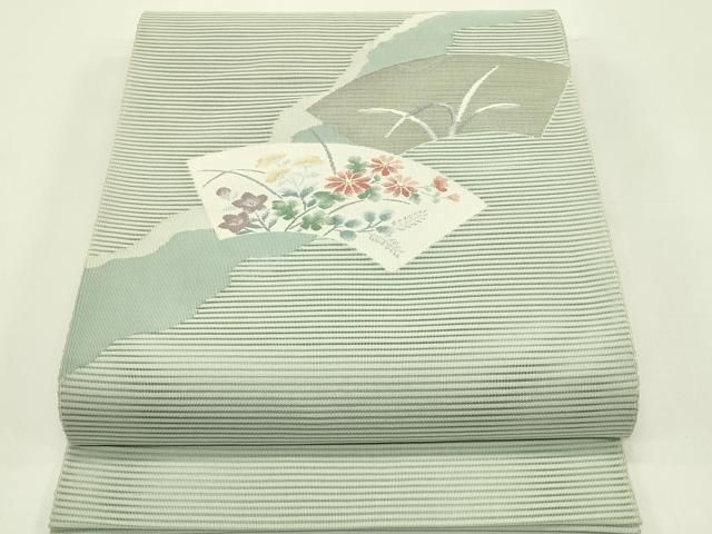 平和屋着物＊夏物　八寸名古屋帯　絽綴れ　地紙草花文　金銀糸　正絹　逸品　CABI5224rv