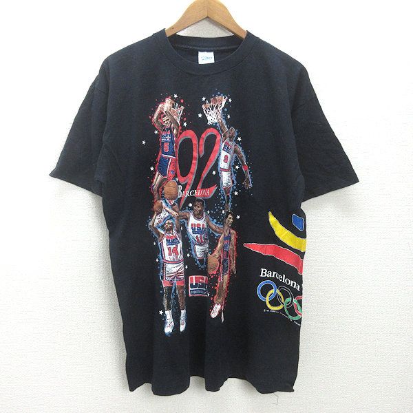 K■USA製■NBA 1992年 バルセロナオリンピック ドリームチームTシャツ ヴィンテージ【XL】 黒/MENS■15【中古】