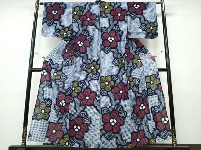 平和屋着物∴夏物　浴衣　有松鳴海絞り　枝花文　綿　逸品　CABH1515ng