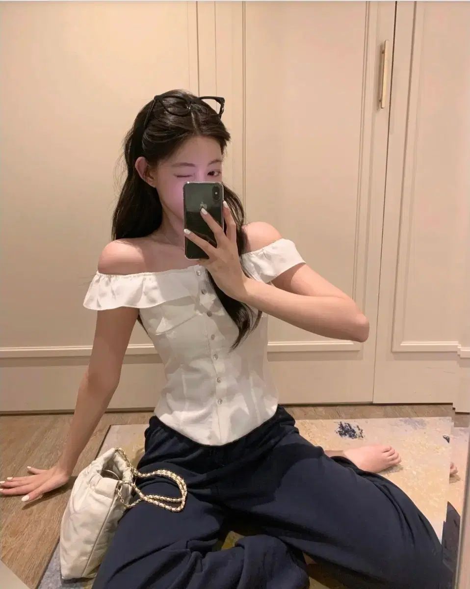 ジェニオ made 셸리 フリル オフショルダー ブラウス 白s