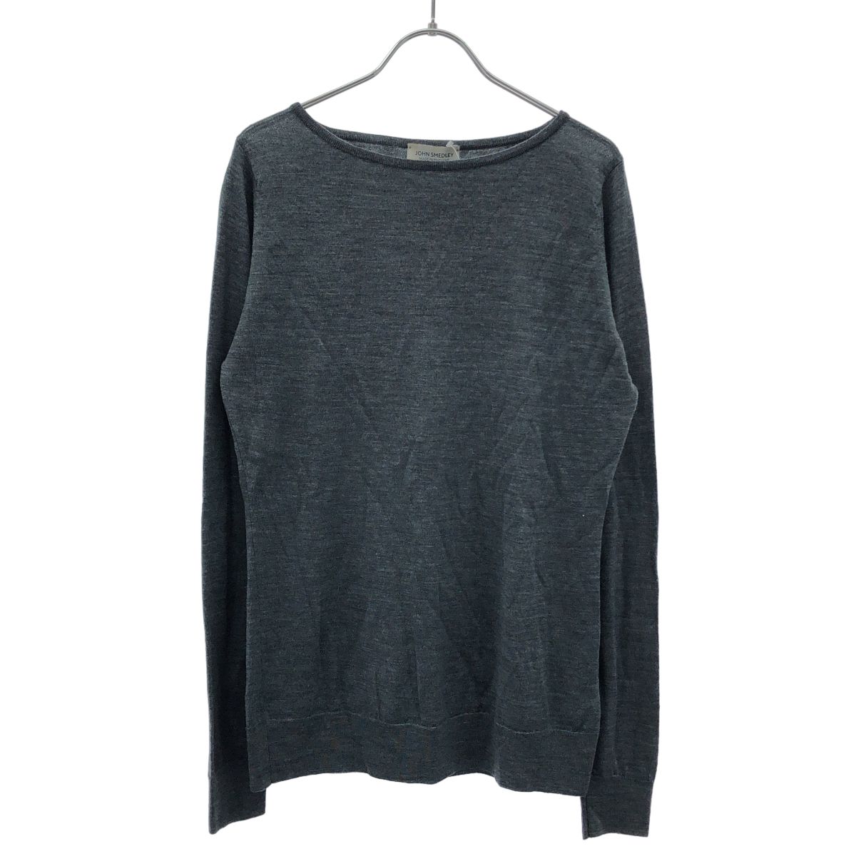 JOHN SMEDLEY ジョンスメドレー クルーネックウールニットセーター ブルーグレー系 L
