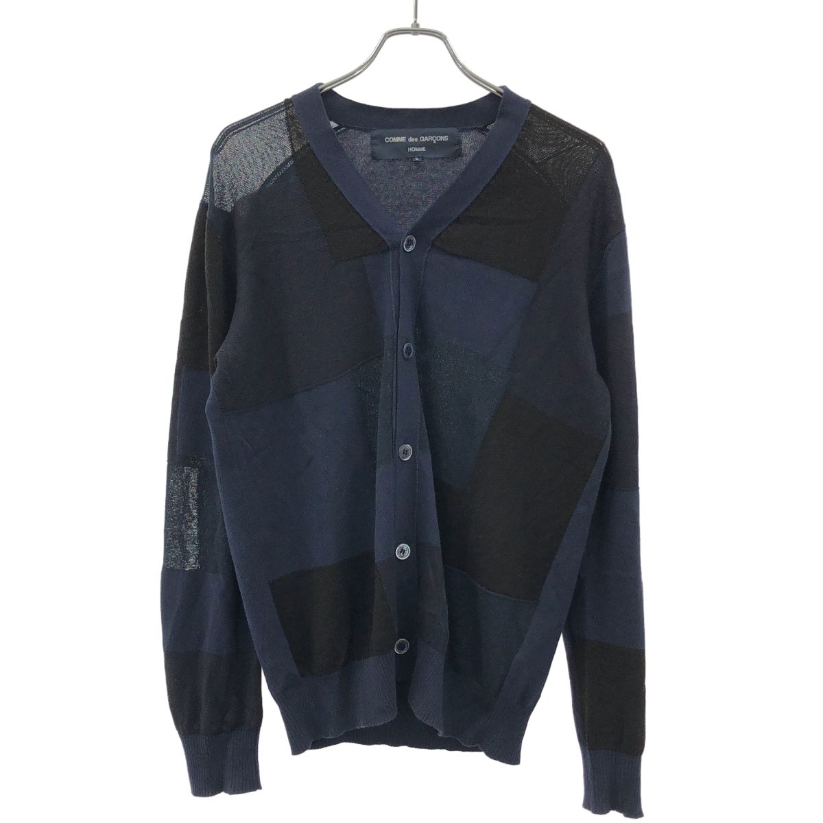 COMME des GARCONS HOMME コムデギャルソンオム 16SS パッチワークデザインカーディガン HQ-N004 ネイビー L