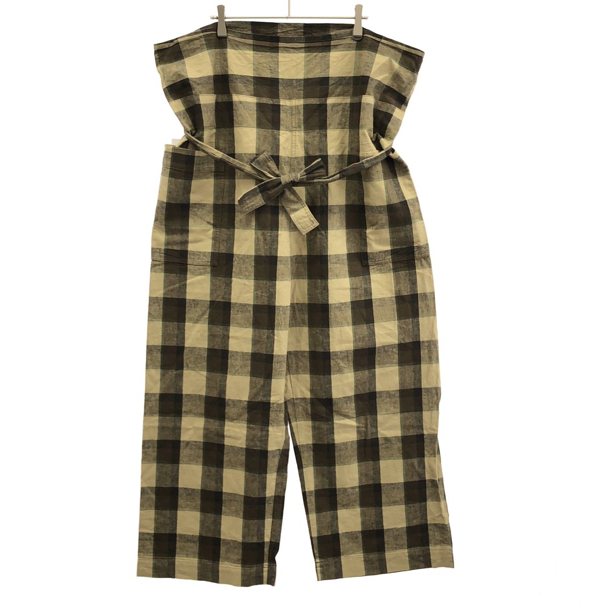 ts(s) ティーエスエス 24SS Irregular Block Plaid Linen Cotton Cloth Thai Pants ベルテッドチェックパンツ ベージュ系 3