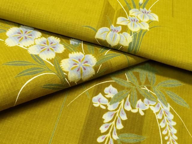 平和屋着物∴夏物　浴衣　綿紅梅　舞花文　綿　逸品　CABH1539ng