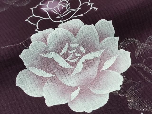 平和屋着物∴夏物　浴衣　綿紅梅　薔薇　ラメ　綿　逸品　CABH1544ng