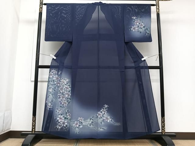 平和屋着物＊夏物　訪問着　絽　枝草花文　暈し染め　正絹　逸品　CABI3681xi
