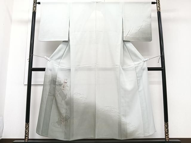 平和屋着物＊夏物　訪問着　絽　刺繍　渡橋流水草花文　暈し染め　金彩　正絹　逸品　未使用　CABI3684xi
