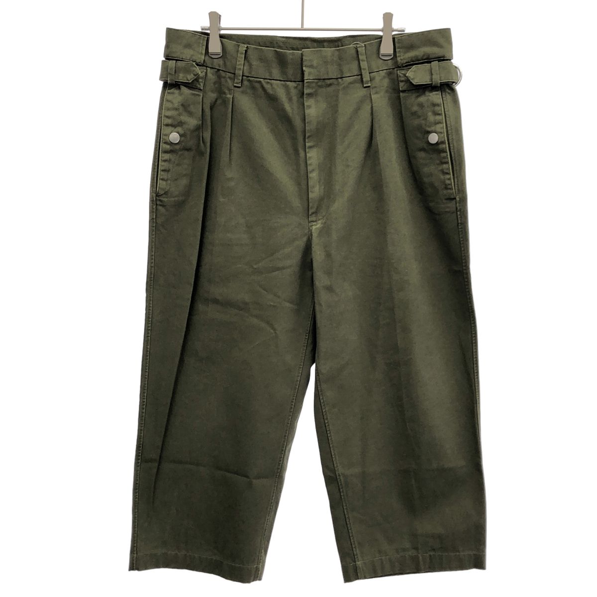 Maison Margiela 10 メゾン マルジェラ 20AW Stone Enzyme Wash Trousers クロップドアーミーパンツ S50KA0535 オリーブグリーン 48