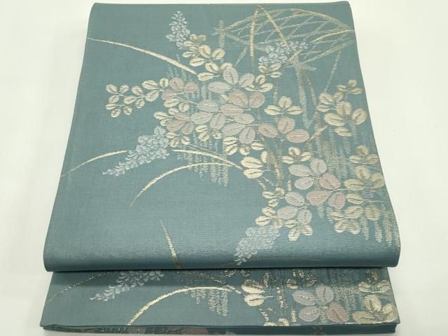 平和屋着物＊夏物　六通柄袋帯　萩　金糸　正絹　逸品　CABH5820rv