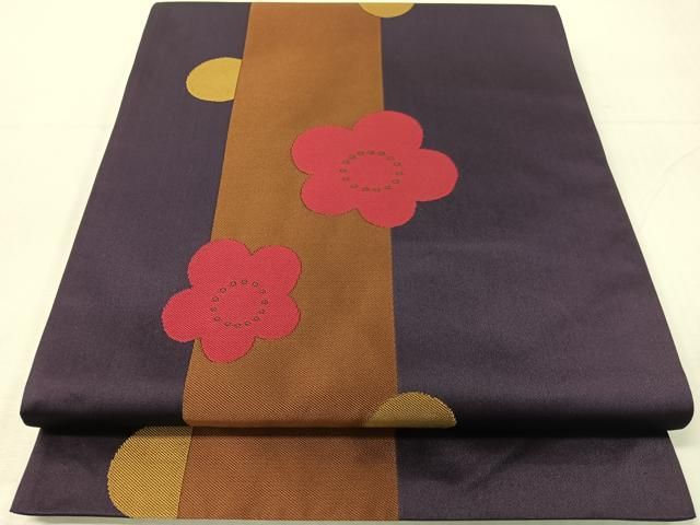 平和屋着物●世界的人形師　辻村寿三郎　ジュサブロー　六通柄袋帯　梅間道　正絹　逸品　CABH4707vp