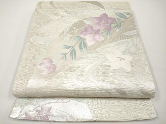 平和屋着物＊夏物　六通柄袋帯　桔梗　銀糸　正絹　逸品　未使用　CABH6287tx
