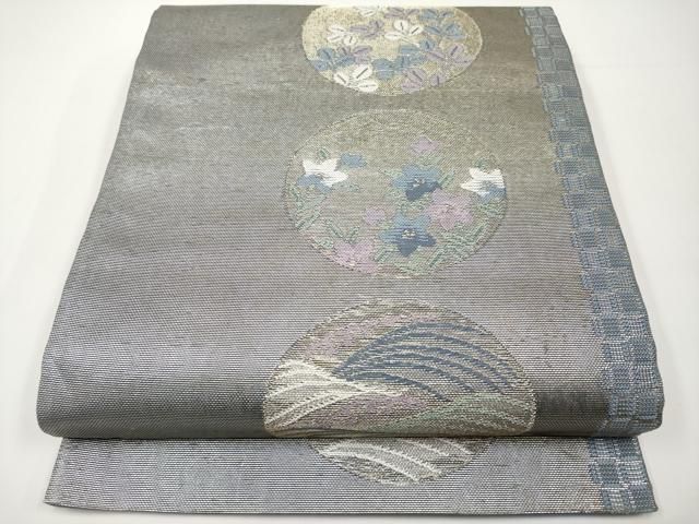 平和屋着物＊夏物　六通柄袋帯　花丸文　金糸　正絹　逸品　CABH6288tx