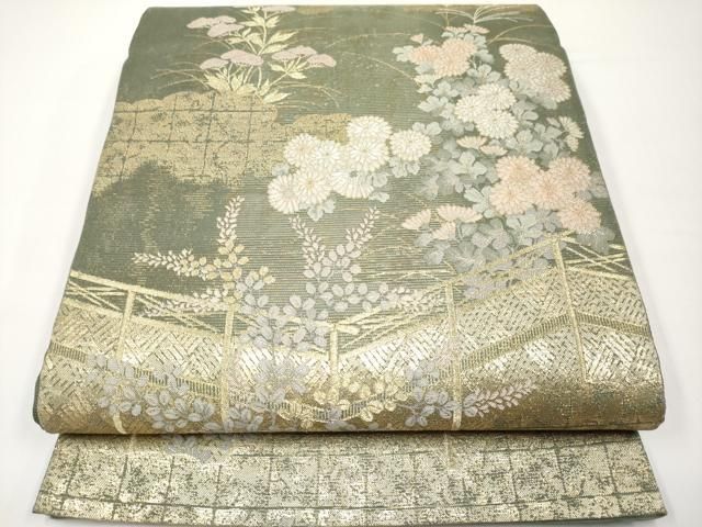 平和屋着物＊夏物　六通柄袋帯　垣根菊萩　金銀糸　正絹　逸品　CABH6289tx